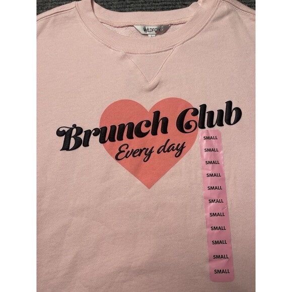 Wildfox Brunch Club Everyday Pink Graphic Crewneck Sweatshirt Size Small NWT - Picture 7 of 15